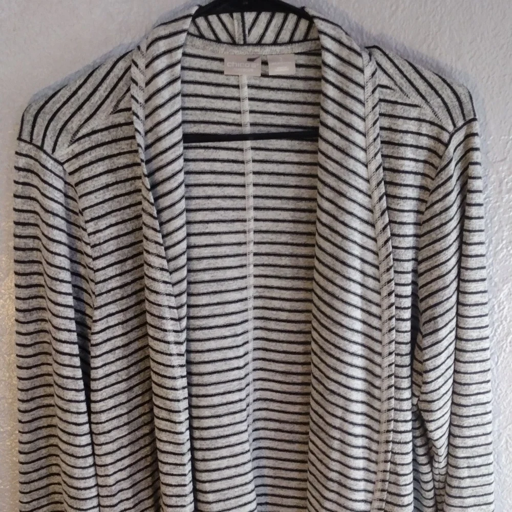 Chico's Long Sleeve Striped Cardigan L/2